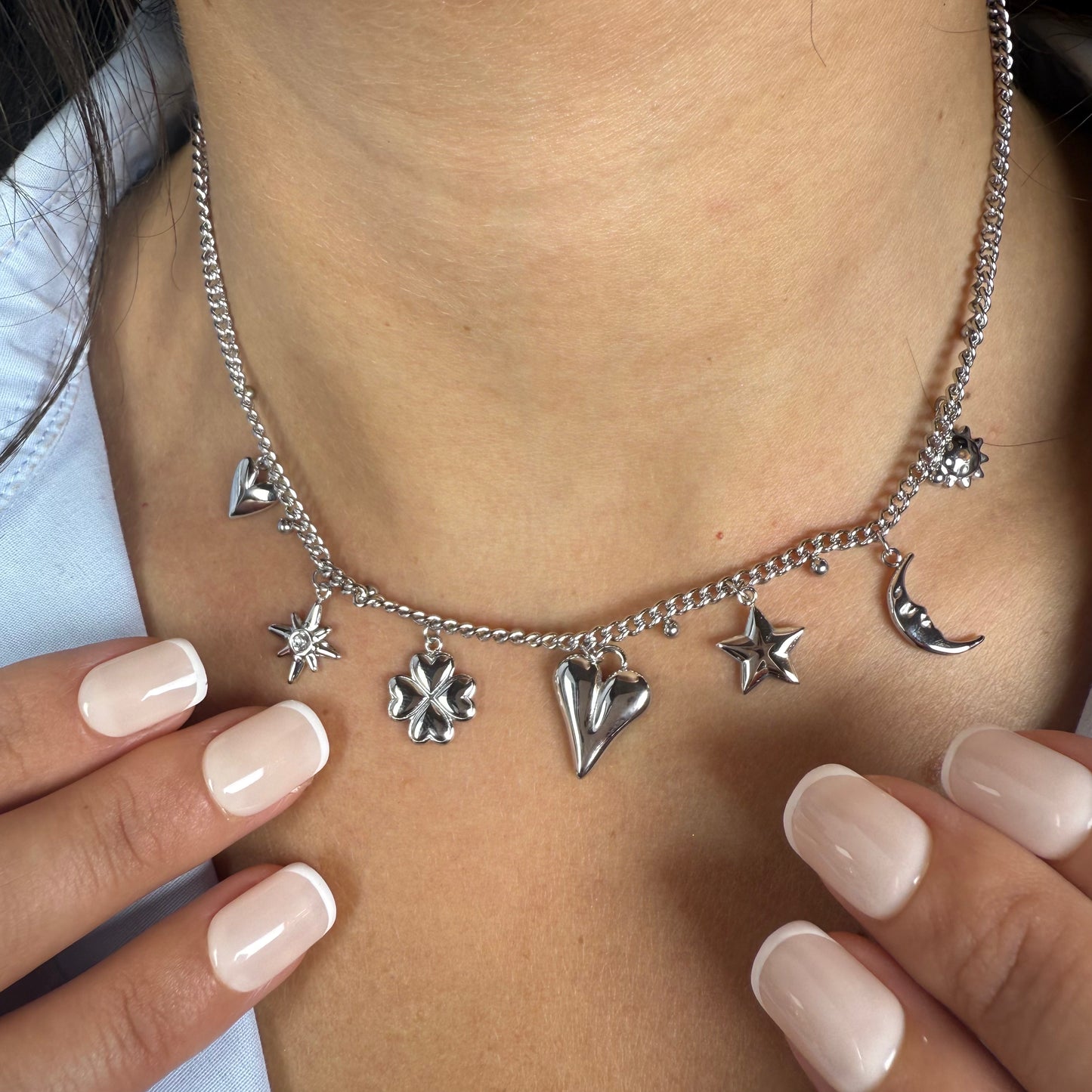 COLLIER ACIER INOXYDABLE MOON SILVER